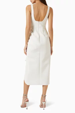 knee length dresses for ladies Acler Gowrie Midi Dress in Ivory main image 0