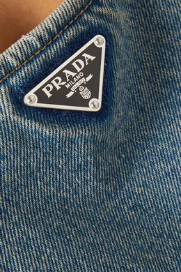 Buy Prada Blue Logo Crop Top in Denim for Women Online Ounass Kuwait