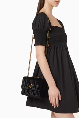 Buy Tory Burch Black Small Kira Convertible Shoulder Bag in Velvet