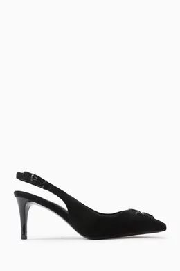 Buy Tory Burch Black Eleanor Pavé 65 Slingback Pumps in Velvet for