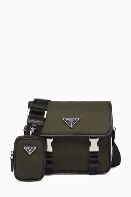 Buy Prada Green Logo Shoulder Bag in Re Nylon Saffiano leather for Men Online Ounass Kuwait