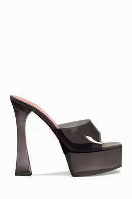Buy Amina Muaddi Black Dalida 140 Platform Sandals in PVC for