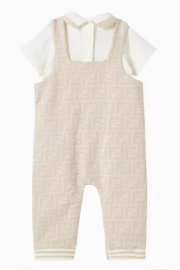 Buy Fendi Neutral Logo Bodysuit Overall Set in Fleece for Baby Girls Online Ounass Kuwait