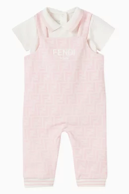 Buy Fendi Pink Logo Bodysuit Overall Set in Fleece for Baby Girls Online Ounass Kuwait