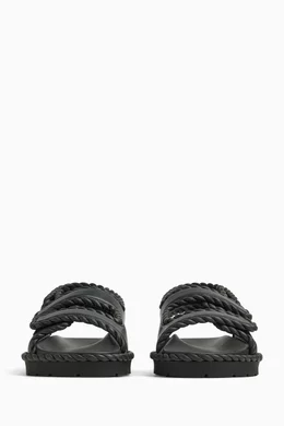 Buy Bottega Veneta Grey Jack Flat Sandals in Leather for Women
