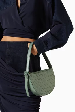 ショルダーバッグ・ポシェット BOTTEGA VENETA SAGE GREEN LEATHER MINI SUNRISE SHOULDER BAG Bottega Veneta: Green Mini Sunrise Bag | SSENSE
