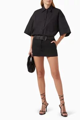 Buy Alexander Wang Black Belted Hybrid Mini Shirt Dress in Cotton nylon for Women Online Ounass Kuwait