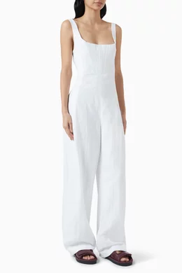 Buy Stella McCartney White Corset All in one Jumpsuit in Viscose linen Blend for Women Online Ounass Kuwait