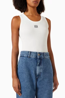 Buy LOEWE White Anagram Tank Top in Cotton for Women Online