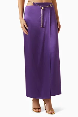 Buy Daname Purple Emma Wrap Midi Skirt in Silk for Women Online Ounass Kuwait