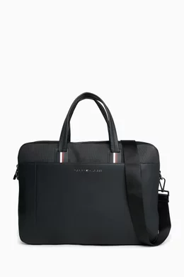 Buy Tommy Hilfiger Black Signature Laptop Bag in PU for Men Online
