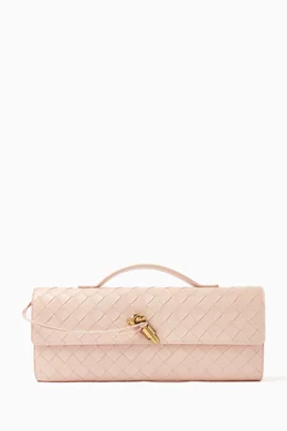 Buy Bottega Veneta Pink Andiamo Long Clutch in Intrecciato