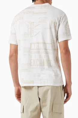 Buy Armani Exchange White All-over Logo-print T-shirt in Cotton