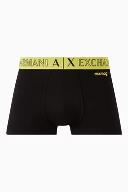 Buy Armani Exchange Black Logo-band Trunks in Stretch-cotton for