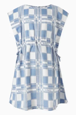Buy Burberry Blue Check print Dress in Cotton for Girls Online Ounass Kuwait