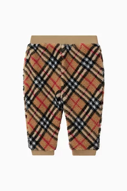 Buy Burberry Neutral Check-print Jogging Pants in Cotton for Baby
