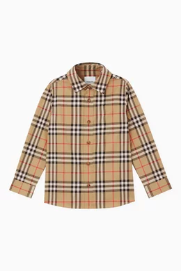 Buy Burberry Neutral Check print Shirt in Cotton for Boys Online Ounass Kuwait