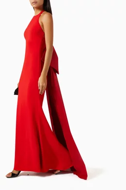 Buy Badgley Mischka Red Oversized Bow Back Halter Gown in Odessa for Women Online Ounass Kuwait