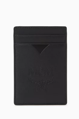 Buy MCM Black Aren Monogram Money Clip Card Case in Nappa Leather