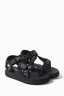 Buy Off White Black Bookish Logo Band Trek Sandal for Kids Online Ounass Kuwait