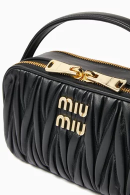 Buy Miu Miu Black Small Shoulder Bag in Matelassé Nappa Leather