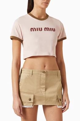 Tシャツ・カットソー MIU MIU 25SS Kakao Logo Patch Crop T-Shirt MJN561 15NM F0324 Buy Miu Miu Pink Logo-patch Crop T-shirt in Cotton-jersey