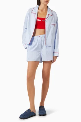 Buy Miu Miu Red Logo Crop Top in Ribbed-knit for Women