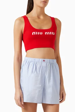 トップス Miu Miu 00s Red Rib Knit Miu Miu Knit Two-Piece Set, Size 36 IT