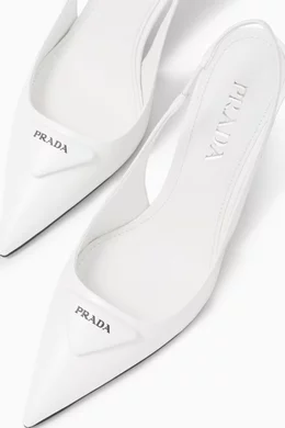 Buy Prada White Decollete Slingback 75 Pumps in Leather for Women Online Ounass Kuwait