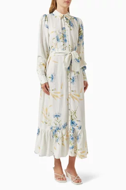 Buy byTiMo Blue Maxi Shirt Dress in Linen for Women Online | Ounass Kuwait