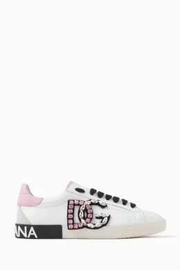 Buy Dolce Gabbana Pink Portofino Low-top Sneakers in Calfskin