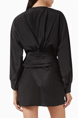 Buy Gauge81 Black Asuka Wrap Mini Dress in Silk for Women Online | Ounass  Kuwait