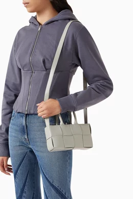 Buy Bottega Veneta Grey Mini East-West Arco Tote Bag in
