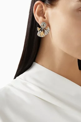 Buy Azza Fahmy Silver Lotus Bouquet Earrings in 18kt Gold