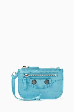 Buy Balenciaga Blue Le Cagole Coin Holder in Croc-embossed Leather