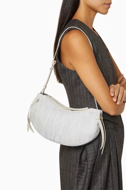 Buy YUZEFI White Fortune Cookie Shoulder Bag in Denim for Women