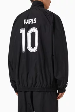 Buy Balenciaga Black Paris Soccer Tracksuit Jacket in Cotton for