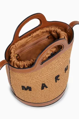 Buy Marni Brown Small Tropicalia Bag in Leather & Raffia