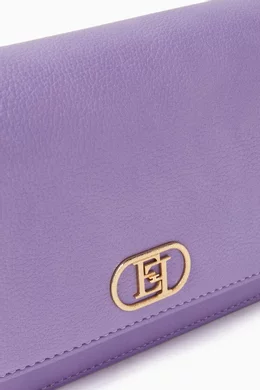 Buy Elisabetta Franchi Purple Metal Logo Shoulder Bag for Women