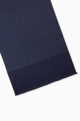 Buy Ferragamo Blue Gancini Scarf in Wool for Men Online Ounass