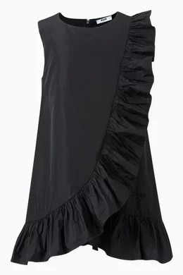 Buy MSGM Black Ruffled Dress in Taffeta for Girls Online Ounass Kuwait