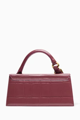 Buy Jacquemus Burgundy Le Chiquito Long Boucle Bag in Croc