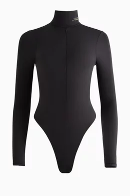 Buy Kith Black Alexis Zip-front Bodysuit in Stretch-jersey for