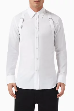 Buy Alexander McQueen White Harness Shirt in Cotton Poplin for Men Online Ounass Kuwait