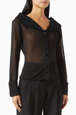 Buy Jacquemus Black Off-shoulder Shirt in Sheer-viscose for Women