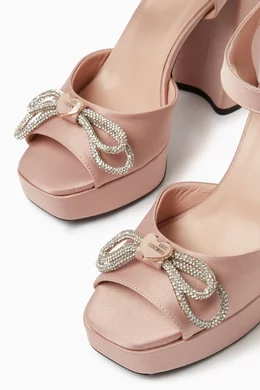 Buy Love Moschino Pink Crystal Double Bow Platform 120 Sandals in