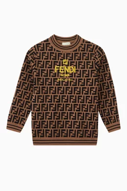 Buy Fendi Brown FF Logo Sweater in Knit for UNISEX Online Ounass Kuwait
