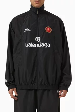 Buy Balenciaga Black Dubai Soccer Tracksuit Jacket in Techno