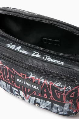 Buy Balenciaga Black DIY All-over Metal Logo Belt Bag in Nylon for