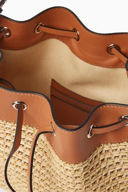 VALENTINO GARAVANI Two-Tone Canvas Rockstud Bucket Bag